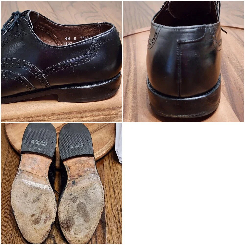 Allen Edmonds Chester Dress Shoes Mens Size 9.5 D Black Leather Wingtip Oxford